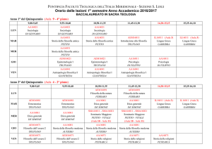 Orario Lezioni 1° Semestre 2016-2017