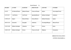 Orario Docenti I A ORARIO LUNEDI MARTEDI MERCOLEDI