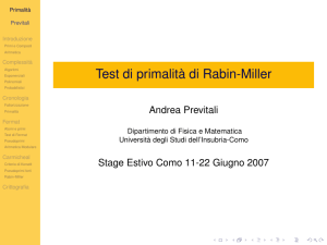 Test di primalità di Rabin-Miller - Università degli Studi dell`Insubria