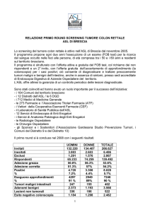 Relazione primo round screening tumore colon rettale