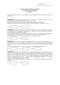 I prova in itinere di Fisica Generale 2 Corso di Laurea in Chimica 26