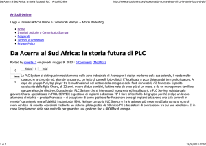 Da Acerra al Sud Africa: la storia futura di PLC | Articoli Online