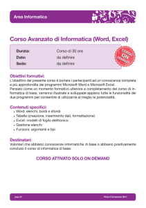 Corso Avanzato di Informatica (Word, Excel)