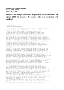 Modifica ed integrazione delle disposizioni di cui al decreto 28