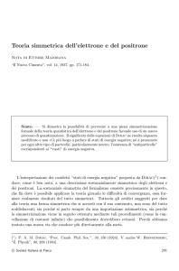 Teoria simmetrica dell`elettrone e del positrone