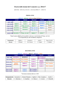 Orario delle lezioni del I semestre a.a. 2016/17