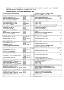 Sociologia 2004vs2009 - Tab. passaggio standard