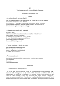 Testimonianza oggi: una possibile declinazione Schema Relazione