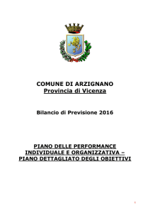 Piano degli obiettivi 2016 - Comune di Arzignano - Servizi on-line