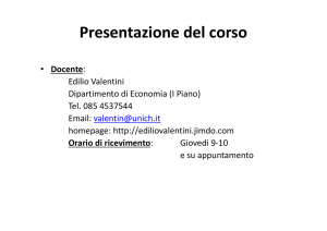 Presentazione del corso - Edilio Valentini