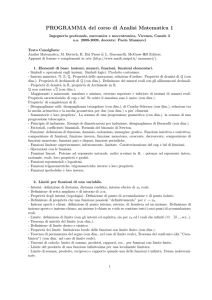 Programma di Analisi 1 a.a. 2008-2009