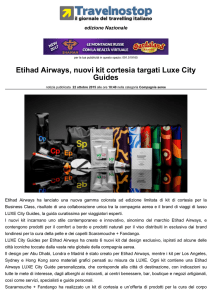 Etihad Airways, nuovi kit cortesia targati Luxe City