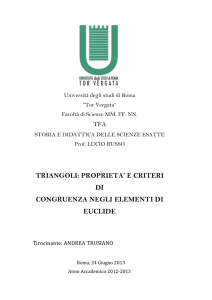 TRIANGOLI: PROPRIETA` E CRITERI DI CONGRUENZA NEGLI