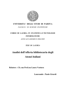 Analisi dell`offerta bibliotecaria degli Atenei italiani