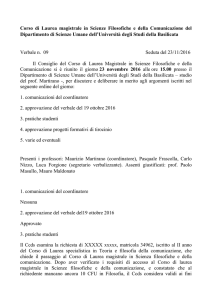 Corso di Laurea magistrale in Scienze Filosofiche e della