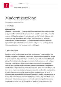 "Modernizzazione" Enciclopedia delle Scienze Sociali