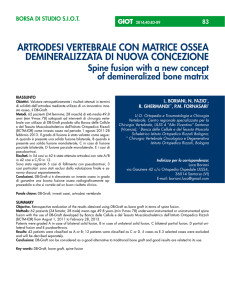 Artrodesi vertebrAle con mAtrice osseA deminerAlizzAtA di nuovA