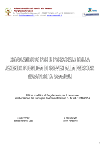 Ultima modifica al Regolamento per il personale deliberazione del