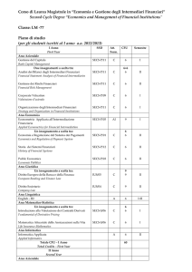 Corso di Laurea Magistrale in “Economia e Gestione degli
