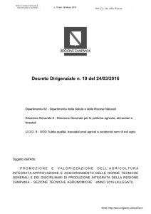 Decreto n. 19 del 24 marzo 2016 - regione campania