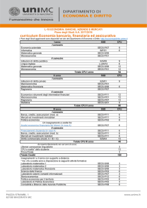 curriculum Economia bancaria, finanziaria ed