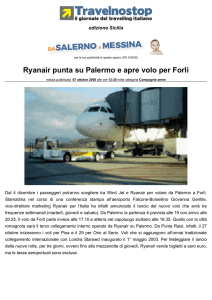Ryanair punta su Palermo e apre volo per Forlì