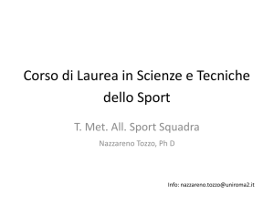 Materiale lezione Metodologia Sport di Squadra I