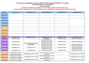 Calendario delle attività didattiche Orario 1 Anno I Semestre aa