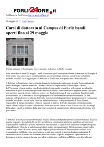 Corsi di dottorato al Campus di Forlì: bandi aperti fino al