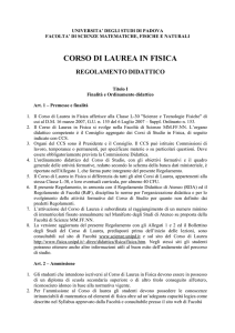 corso di laurea in fisica regolamento didattico