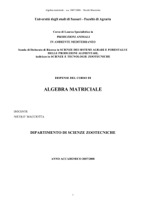 algebra matriciale - Dipartimento di Economia e Sistemi Arborei