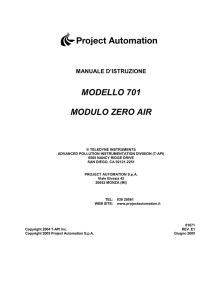 manuale d`istruzione modello 701 modulo zero air