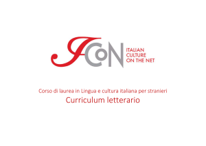 Curriculum letterario - ICoN - Corso di laurea in Lingua e cultura