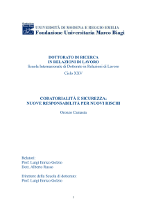 Codatorialità e sicurezza - Fondazione Prof. Massimo D`Antona