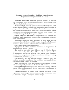 Meccanica e termodinamica - Modulo di termodinamica. Programma