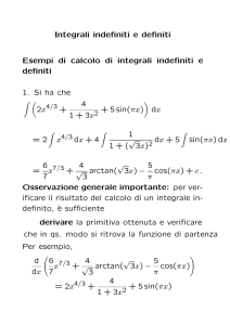 Integrali indefiniti e definiti Esempi di calcolo di integrali indefiniti e
