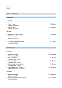 INDICE SCUOLA PRIMARIA Classe prima LA FRASE 1. Parole e