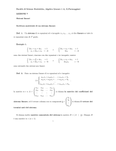 Facolt`a di Scienze Statistiche, Algebra Lineare 1 A, G.Parmeggiani