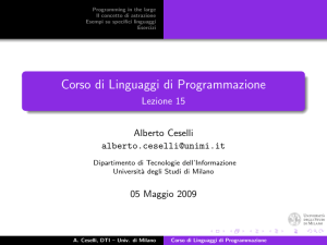 Corso di Linguaggi di Programmazione - Lezione 15