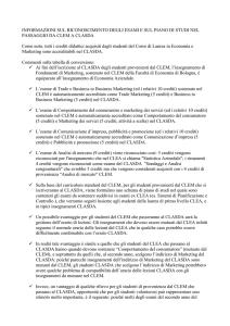 informazioni sul riconoscimento degli esami e sul piano di studi nel