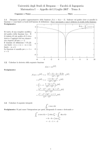 a di Ingegneria Matematica I — Appello del 2 Luglio 2007