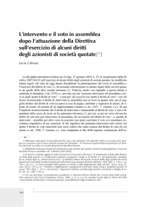 L`intervento e il voto in assemblea dopo l`attuazione della Direttiva