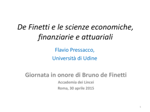 Bruno de Finetti precursore della moderna finanza matematica