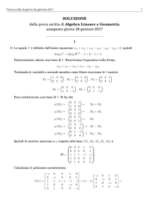 SOLUZIONE della prova scritta di Algebra Lineare e Geometria