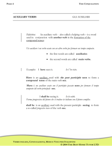 AUXILIARY VERBS GLI AUSILIARI Definition: An auxiliary verb