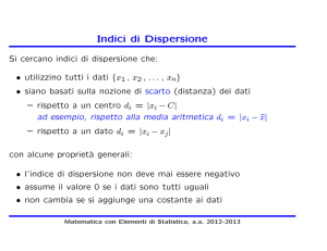 Indici di Dispersione - Dipartimento di Matematica