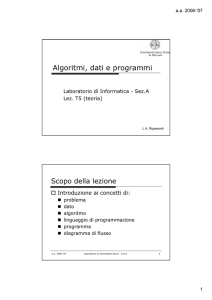 Algoritmi, dati e programmi