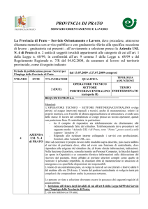 Avviso ASL di Prato per 2 centralinisti-portieri (riservato a - Po-Net