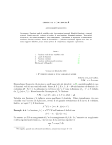 LIMITI E CONTINUIT`A 1. Funzioni reali di una variabile reale