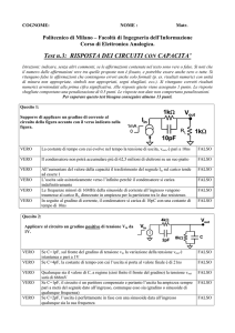 Test n.3: RISPOSTA DEI CIRCUITI CON CAPACITA`